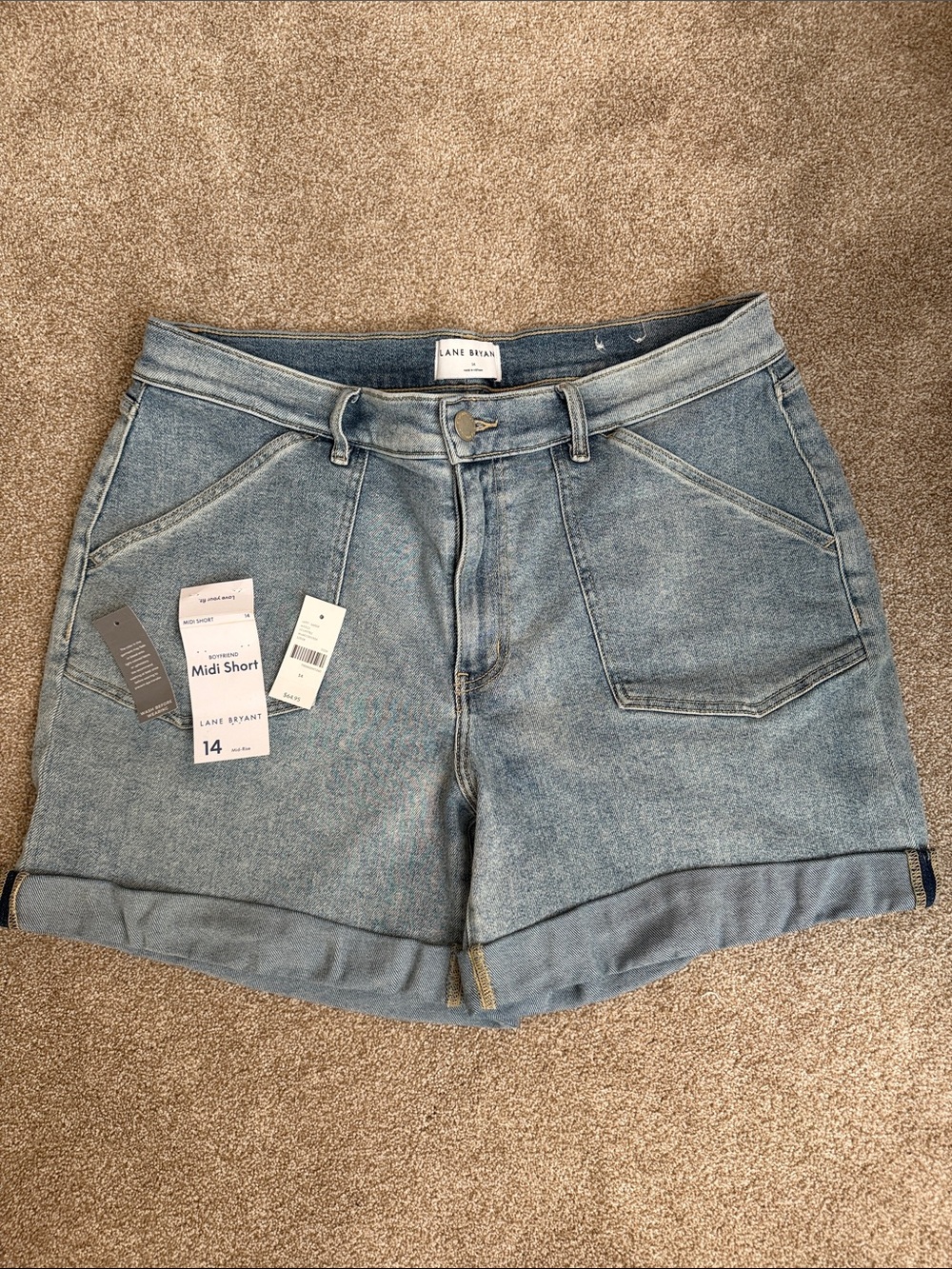 Lane Bryant Boyfriend Midi Shorts, Denim, Size 14. Excellent condition!